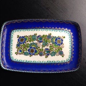 Small, vintage enamel hand painted Austrian tray